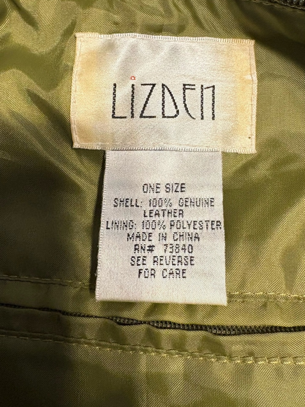 Vintage LIZDEN Olive Green Ruffled Suede Crossbody Shoulder Bag - Picture 5 of 6